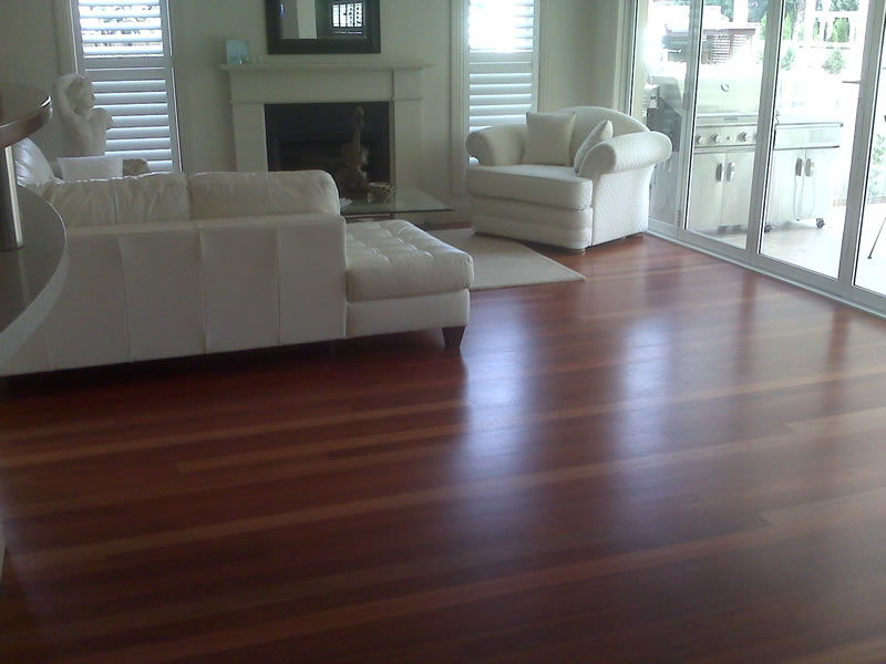 Livingroom with dark brown wood flooring